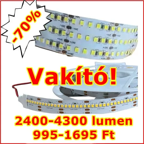 Led szalagok ipari felhasználásra bevezető fél áron! – 70 2400 4300 lumen led szalag leddiszkont