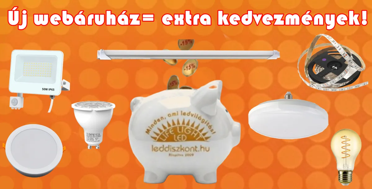 Új webáruház = extra akciók – j webaruhaz leddiszkont extra kedvezmeynek leddiszkont w1200