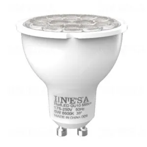 Inesa 6W led, 556 Lumen, 38°, 6500 kelvin, hideg fehér Led, GU10 COB spot égő.