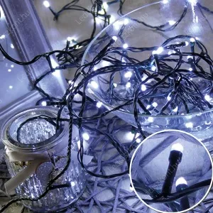 Karácsonyi 500 Led fényfüzér, rizsszem IP44, kültérre is! Hideg fehér Leddel, 8 funkció, villogtató, memória. Life Light Led.