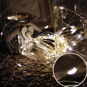 Karácsonyi Led fényfüzér 100 db Mikro- Ledes Nano meleg fehér Leddel, 8 funkciós, vezérelhető adapterrel, IP44, kültérre is!! Life Light Led 2 év garancia!