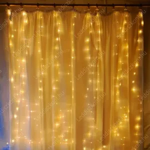 Mikró ledes Nano jégcsap fényfüggöny, 3X3 méter, 300 db meleg fehér Leddel, 8 funkciós vezérlővel! 5V, USB csatlakozós! Esküvőkre is! Life Light Led.