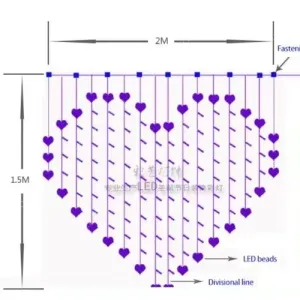 Esküvői Led függöny LLKNIP44USB8FCURHEARTPINK 2 év gar. – 3. kép