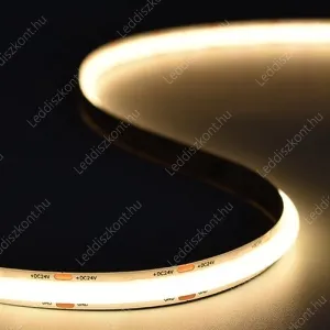 24V SOB Led szalag 12W, 1000 Lumen, 2700K, meleg fehér, egyenletes vonalfény, IP67, vízálló, szaunába is!