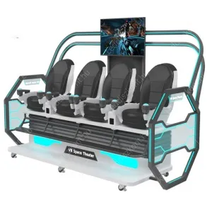 VR Space theatre. Pénzbedobós szimulátor. 4 üléses mozgó mozi, lövöldözős játékokkal, VR szemüveggel, 100 játékkal. Speciális effektekkel: lábcsapás, ütközés, lövés.