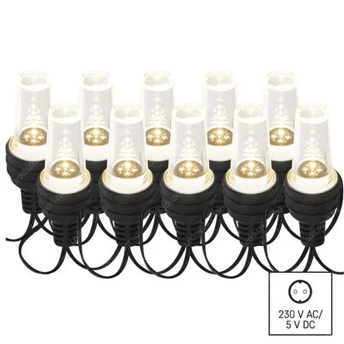 Emos DCPC08 LED fényfüzér 10x party égő átlátszó, 4,5 m, kültéri és beltéri, hideg fehér. Csillagokat vetít! Már csak a Lehel utcai üzletben! Kerti Led dekoráció Emos DCPC08IP4410DB5MCW 1 év gar.