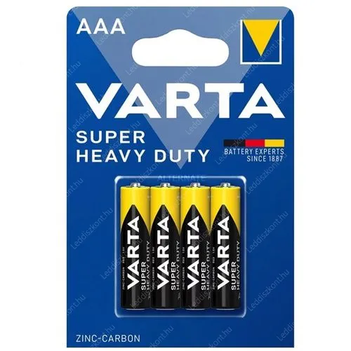 Varta Super Heavy Duty (Superlife) AAA /vékny ceruza/ féltartós mikró elem R03, 4 db-os csomagolás. Led elem ELEMVARTAAAAR034DB