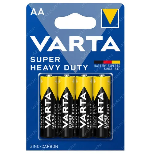 Varta Super Heavy Duty (Superlife) AA /vastag ceruza/ féltartós mikró elem BL4, 4 db-os csomagolás. Led elem ELEMVARTAABL44DB