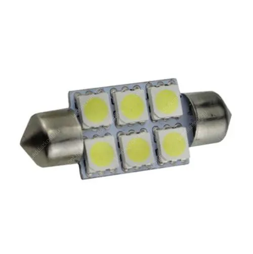 Autós Led Sofita rendszám világítás, 6 Led, 36 mm, 100 Lumen, 5050 chip, 1,5W, hideg fehér. Life Light Led 2 év garancia! Autós led LLASOFITA6L36MMCW 2 év gar.