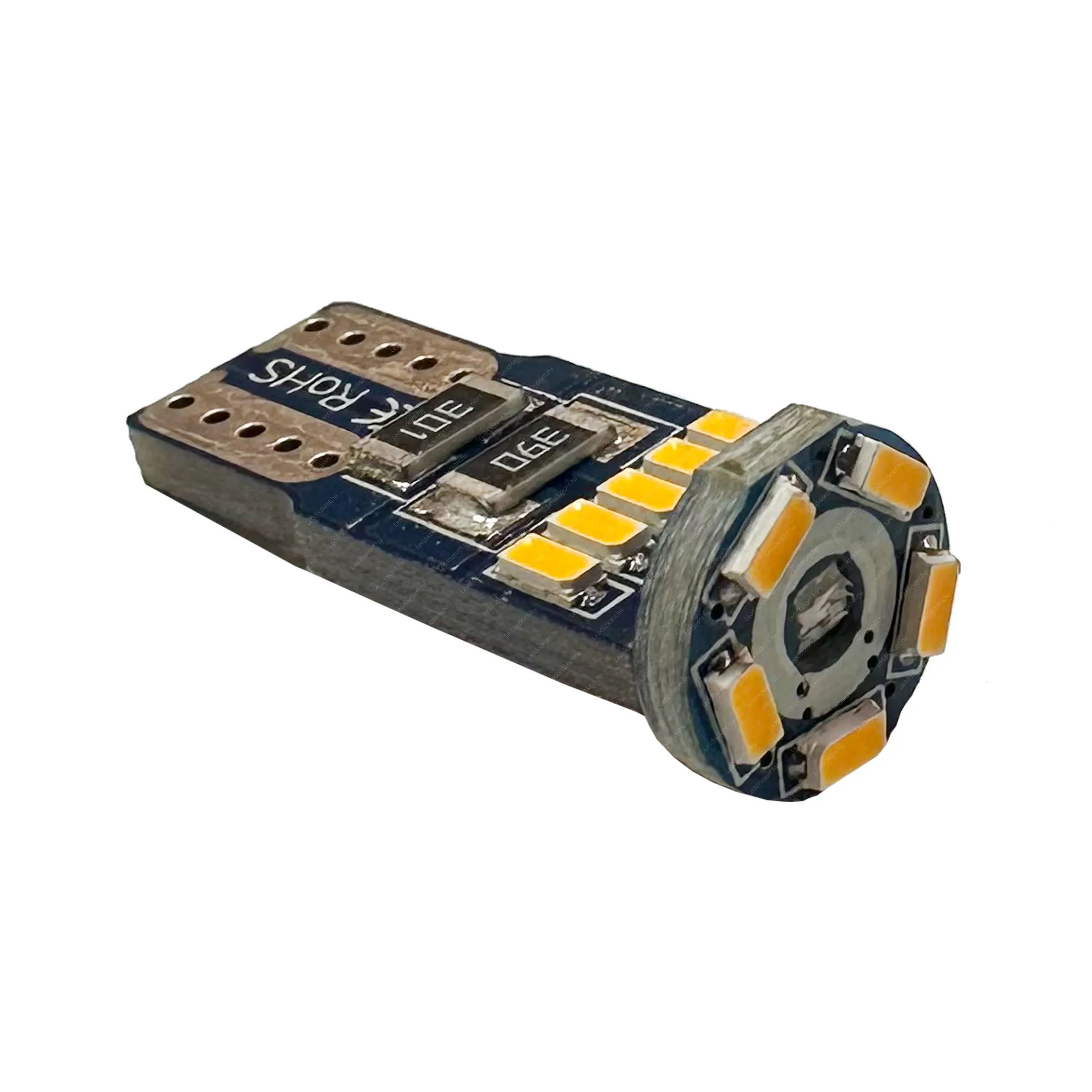 Autós Led T10 Canbus helyzetjelző, index világítás, Samsung chip, 15 Led, 60 Lumen, 1W, sárga. Life Light Led 1 év garancia! Autós led LLAT10IHSCAN15LSY 1 év gar.