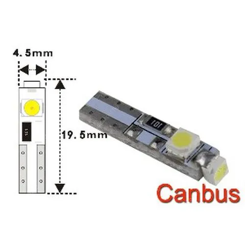 Autós Led T5 Canbus műszerfal világítás, 3 Led, piros. Light Led 1 év garancia! Autós Led LLAT5MUCAN3L3528R 1 év gar.