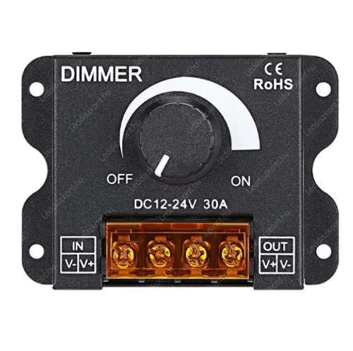 Led szalag dimmer 1*30A, 360W egyszínű Led szalagokhoz, Led modulokhoz. Life Light Led 2 év garancia! Led vezérlő dimmer LLCD1X30A360W1C 2 év gar.