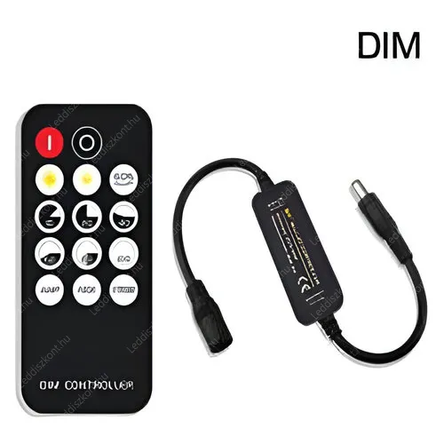 Led szalag dimmer 6A, 72W, 11 gombos, rádiós távirányítóval, egyszínű LED szalaghoz LED- modulhoz. Egyedi kódos. Life Light Led 2 év garancia! Led vezérlő dimmer LLCDRF6A72W14K1CCOD 2 év gar.