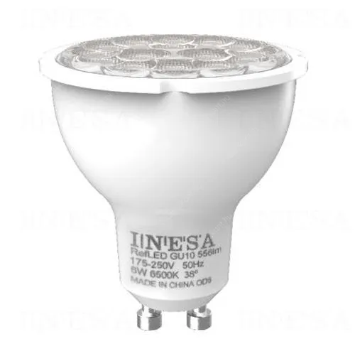 Inesa 6W led, 556 Lumen, 38°, 6500 kelvin, hideg fehér Led, GU10 COB spot égő. Led Power LLGU10COB6W60059K6500 2 év gar.
