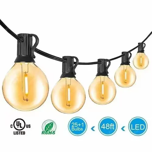 Kerti LED fényfüzér toldható, vízálló IP44, 10db meleg fehér körte Leddel. Kerti Led dekoráció LLKER5M10DBIP44WW 2 év gar.