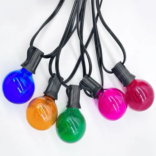 Kerti LED fényfüzér toldható, vízálló IP44, 18 méter, 25db színes körte Leddel. Kerti Led dekoráció LLKER18M25DBIP44COLOR 2 év gar.