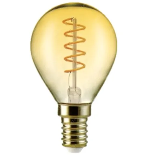Led Filament körte égő 4W, borostyán burás dekor Led. 45mm, 350 Lumen, 40W izzó helyett. E14, 2100K, extra meleg fehér, nem vibrál! Life Light Led. Led körte LLKFIL4W45MME14DEWWA 2 év gar.