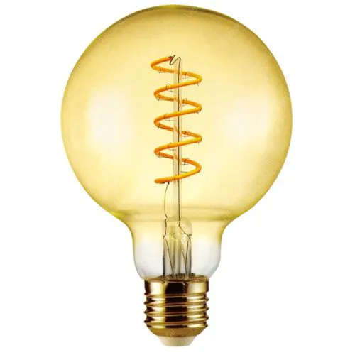 Led Filament körte égő 6W, borostyán burás dekor Led. 125mm, 500 Lumen, 50W izzó helyett. E27, 2100K, extra meleg fehér, nem vibrál! Life Light Led. Led körte LLKFIL6W125MME27DEWWA 2 év gar.