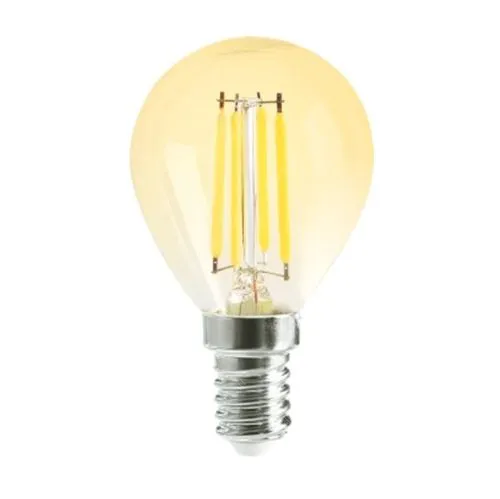 Led Filament körte égő 6W, Borostyán bura, 45mm, 500 Lumen, 50W izzó helyett. E14, 2000K, extra meleg fehér, nem vibrál! Life Light Led 2 év garancia! Led körte LLKFIL6W45MME14EWWA 2 év gar.