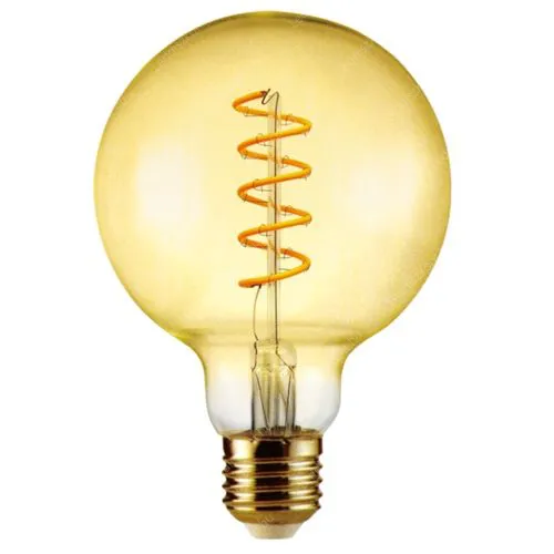Led Filament körte égő 6W, borostyán burás dekor Led. 95mm, 500 Lumen, 50W izzó helyett. E27, 2100K, extra meleg fehér, nem vibrál! Life Light Led. Led körte LLKFIL6W95MME27DEWWA 2 év gar.