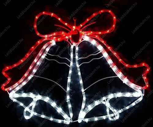 Karácsonyi harang IP44, kültérre is! 78*58cm, 168 db hideg fehér + piros Leddel. Akár utcai díszítésre, villanyoszlopokra is alkalmas! Life Light Led 2 év garancia! Karácsonyi harang LLKIP44HARANG 2 év gar.