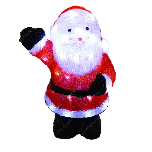 Világító télapó figura IP44, kültérre is! 36x23x40 cm, 48 db hideg fehér Leddel, fekete lábbal. Life Light Led 2 év garancia! Karácsonyi figura LLKIP44SANTA36CMBLACK 2 év gar.