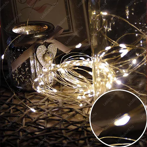 Karácsonyi Led fényfüzér 100 db Mikro- Ledes Nano meleg fehér Leddel, 8 funkciós, vezérelhető adapterrel, IP44, kültérre is!! Life Light Led 2 év garancia! Karácsonyi fényfüzér LLKNANOIP44TIM8F100LWW
