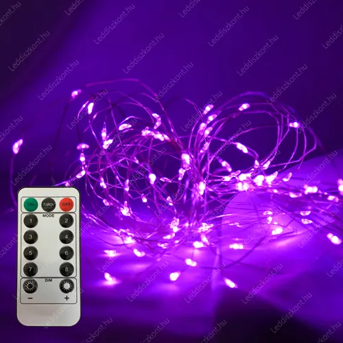 Karácsonyi fényfüzér, 100 db Nano mikró Led, pink Leddel, 8 funkciós vezérlővel! 5V, USB csatlakozós! Life Light Led 2 év garancia! Karácsonyi fényfüzér LLKNANOIP44USB8F100LPINK 2 év gar.