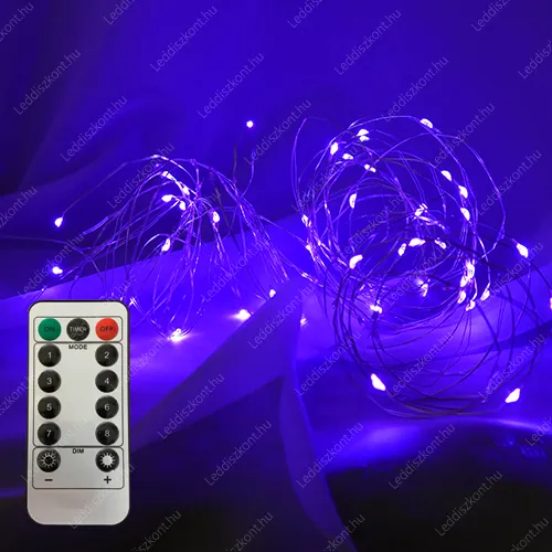 Karácsonyi fényfüzér, 100 db Nano mikró Led, lila Leddel, 8 funkciós vezérlővel! 5V, USB csatlakozós! Life Light Led 2 év garancia! Karácsonyi fényfüzér LLKNANOIP44USB8F100LPURLE 2 év gar.