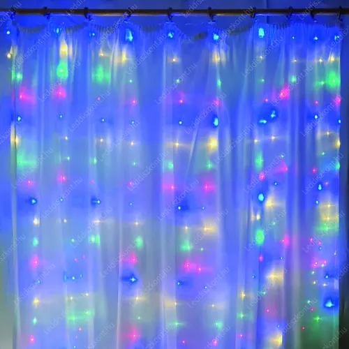 Mikró ledes Nano jégcsap fényfüggöny, 3X3 méter, 300 db színes Leddel, 8 funkciós vezérlővel! 5V, USB csatlakozós! Esküvőkre is! Life Light Led. Karácsonyi jégcsap függöny LLKNANOIP44USB8FCUR3X3M300LMC 2 év gar.