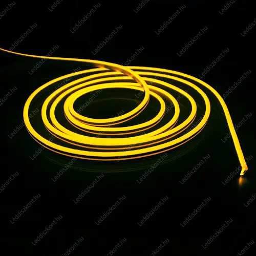 Led Neon Flex, 10W/m, 120 Led/m, 24V, 6x12mm, IP68 vízálló, sárga, 5 centinkként vágható! Life Light Led 1 év garancia! Led Neon Flex LLLNF24V6X12LEMON 1 év gar.