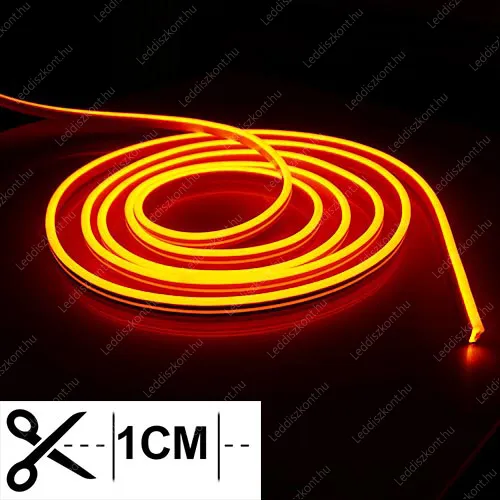 Led Neon Flex 1 centinkként vágható! 24V, 10W, 120 Led/m, 6x12mm, IP68 vízálló, arany. Life Light Led 2 év garancia! Led Neon Flex LLLNF24V1CM6X12GOLDY 2 év gar.