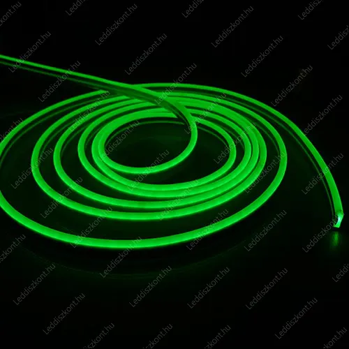Led Neon Flex, 10W/m, 120 Led/m, 24V, 6x12mm, IP68 vízálló, zöld, 5 centinkként vágható! Life Light Led 1 év garancia! Led Neon Flex LLLNF24V6X12GREEN 1 év gar.