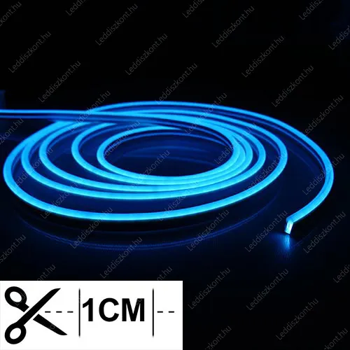 Led Neon Flex 1 centinkként vágható! 24V, 10W, 120 Led/m, 6x12mm, IP68 vízálló, jég kék. Life Light Led 2 év garancia! Led Neon Flex LLLNF24V1CM6X12IBLUE 2 év gar.