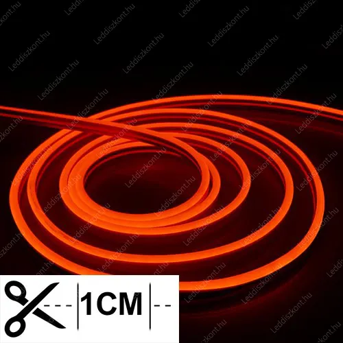 Led Neon Flex 1 centinkként vágható! 24V, 10W, 120 Led/m, 6x12mm, IP68 vízálló, narancs. Life Light Led 1 év garancia! Led Neon Flex LLLNF24V1CM6X12ORANGE 1 év gar.