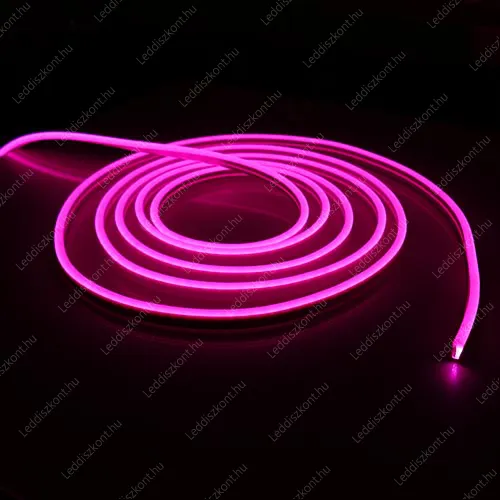 Led Neon Flex, 10W/m, 120 Led/m, 24V, 6x12mm, IP68 vízálló, pink, 5 centinkként vágható! Life Light Led 1 év garancia! Led Neon Flex LLLNF24V6X12PINK 1 év gar.