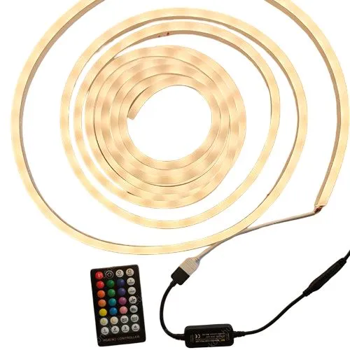 Led Neon Flex csomag 5M RGBW Led szalag+ RGBW vezérlő. 24V, 7W/m, 36 Led RGB+ 36W Led/m 2700 kelvin, IP68 vízálló. Led Neon Flex LLLNF24VFLAT8X16RGBW5M 1 év gar.