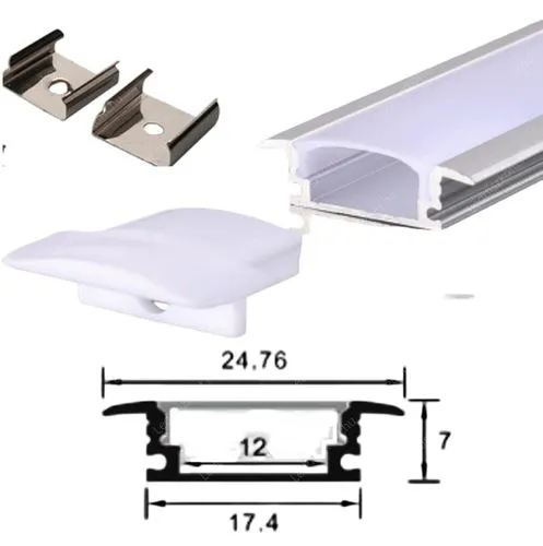 Alusín Led profil szett, 1 méter süllyezthető alu sín, 8-12 mm Led szalaghoz. 1 m sín + opál búra + 2 db rögzítő + 2 db végzáró. LIFE LIGHT LED Alumínium Led profil szett 2 méter LLLSZASIN2MBEPATTEJSZETT 1 év gar.