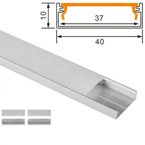 Alusín Led profil szett, extra széles, akár 37 mm Led szalaghoz is. 2 m fehér sín+ opál búra +4 db vég, ragasztható vagy csavarozható! Alusín szett LLLSZASIN2M61703A37MMTEJSZETT 1 év gar.