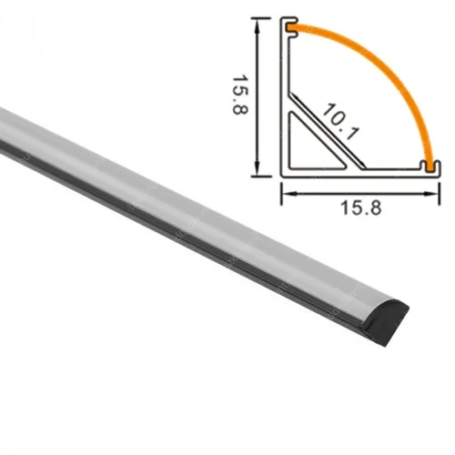 Alumínium profil Led szalaghoz sarok 2 méter fekete sín+ opál búra+2 db vég. 8-10 mm széles Led szalaghoz. Alusín szett LLLSZASIN2MVSAROBK61771TEJSZETT 1 év gar.