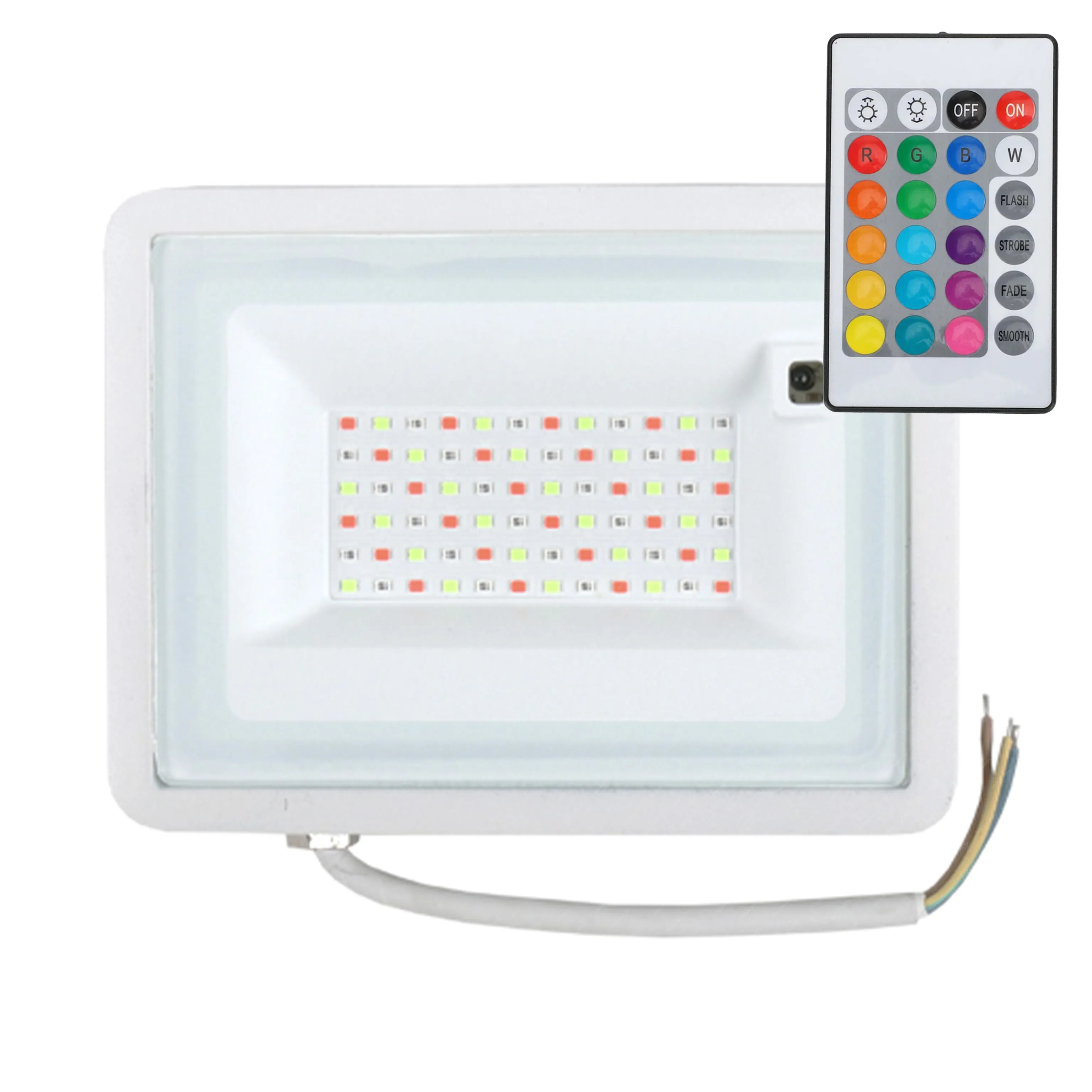 Led reflektor RGB + infra távirányító 50W, 1800 Lumen, 120°, IP65, vízálló, fekete ház. Life Light Led 2 év garancia! Led reflektor LLR50WSMDWRGB 2 év gar.