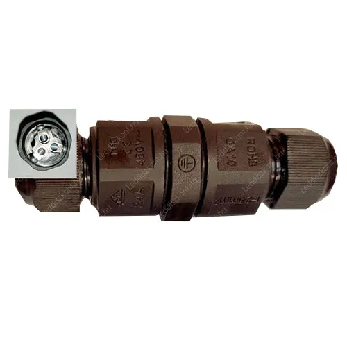 IP67 kötődoboz henger, 450V/24A, 3*0,5mm-2,5mm vezetékhez! Fekete. A Led reflektorok elengedhetetlen kelléke! Life Light Led. Led kötődoboz LLRIP67DOBOZCSO3B 1 év gar.
