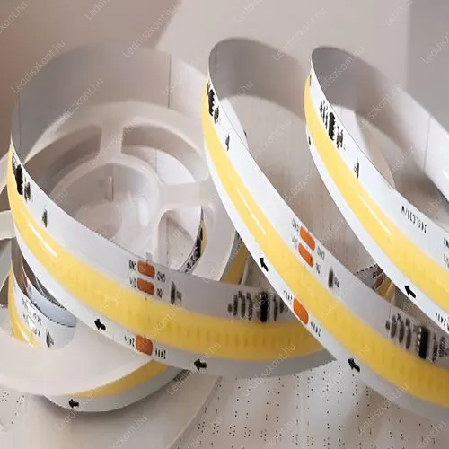 SPI COB Led szalag 24V, 12W, 700 lumen, 4000 kelvin, közép fehér fehér fény. 8,3 centinkként vágható, CRI>90, akár 50 méter is beköthető egy vezérlővel! Led szalag LLSZ24VCOBSPI10W360LSW 2 év gar.