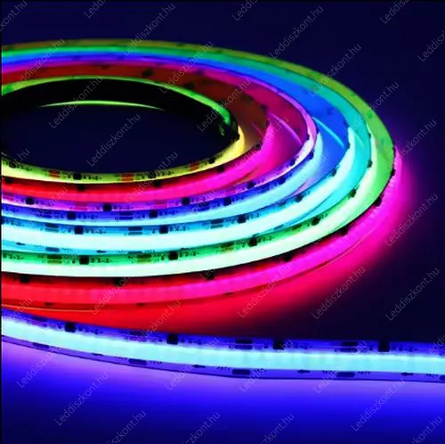 24V COB Led szalag RGB 14W, 576 Led, egyenletes vonalfény, CRI>90, IP20! Life Light Led 3 év garancia! Led szalag LLSZ24VIP44COB14W576LRGB 3 év gar.
