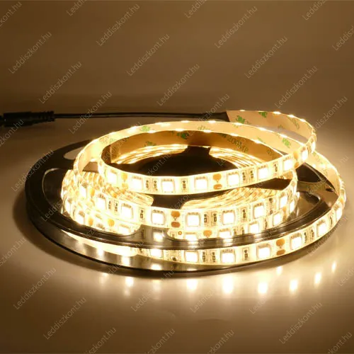 Extra erős Led szalag IP65, vízálló, 60 led/m, 5050 chip, 1120 Lumen, 2700K, meleg fehér. Life Light Led 2 év garancia! Led szalag LLSZIP65505060L2EV2700KE 2 év gar.