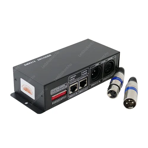 DMX 512 RGBW Led szalag vezérlő, 4 csatorna, 12-24V-192/384W. Life Light Led 2 év garancia! Led vezérlő LLCDMX4X8A384WRGBW 2 év gar.