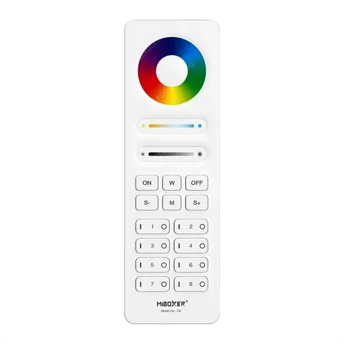 Mi-Light C8 RGBW+CW+WW led szalag 8 zónás csoport vezérlőhöz távirányító, akár 8 darabhoz is, ezekhez: FUT035-36-37-38. Led vezérlő LLSZVRGBCCTTAVFUTC8 2 év gar.