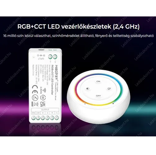 Mi-Light FUT039SA Led szalag vezérlő szett RGB+CCT Led szalaghoz, rádiós, 12A, 144W. Mi-Light 2 év garancia! Led vezérlő LLSZVRGBCCTFUT039SA 2 év gar.