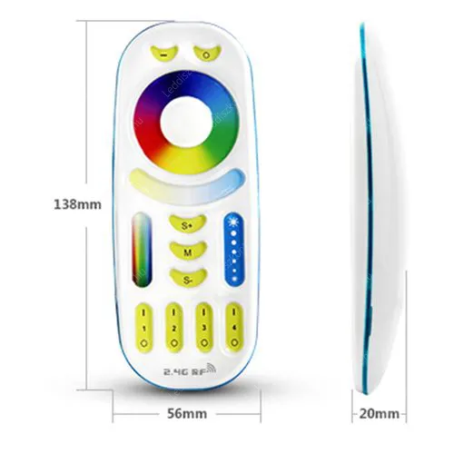 Mi-Light FUT092 RGBW+CW+WW led szalag 4 zónás csoport vezérlőhöz távirányító, akár 4 darabhoz is, ezekhez: FUT035-36-37-38. Led vezérlő LLSZVRGBWCWWWCSTAVFUT092 2 év gar.