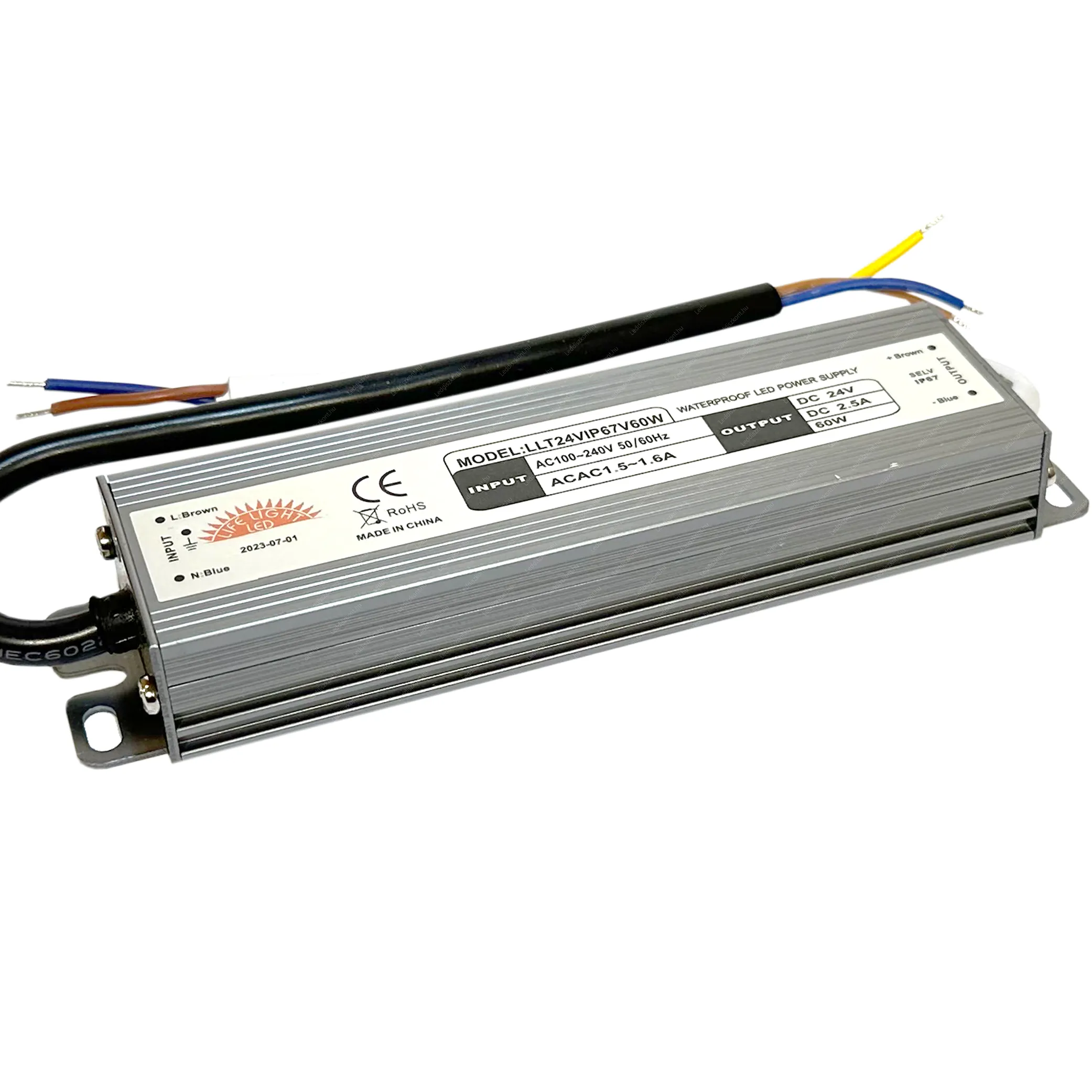 Led tápegység 24V, 60W, 2,5A, IP67 vízálló. Life Light Led 2 év garancia! Led tápegység 24V LLT24VIP67V60W 2 év gar.